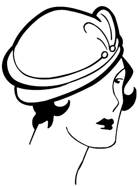 Ladies beret-type hat vinyl sticker. Customize on line. Hats 049-0095